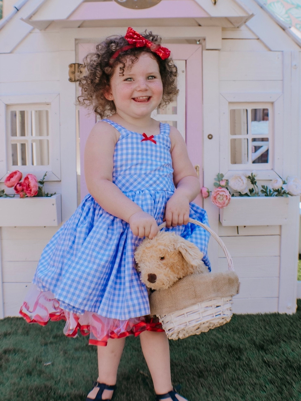 Girls Dorothy Wizard of Oz Costume Dress 6/6X Blue Gingham Halloween Tutu